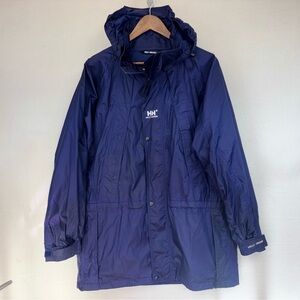 HELLY HANSEN Vintage Men's Rain Jacket Windbreaker Coat‎ Hood Pocket Blue Medium